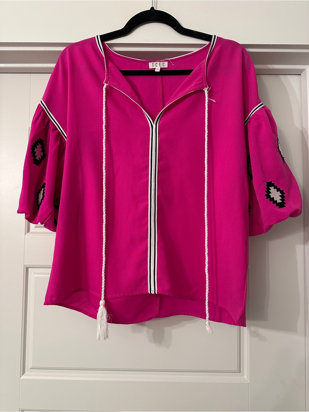 TCEC Hot Pink Women's Top with Black Trim